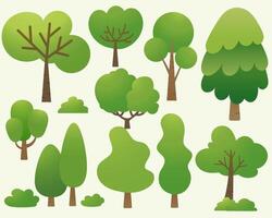 Collection of trees. A set of flat green trees illustration. collection of plants. vector