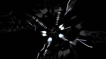 3D animation of endless cameras pan through triangular technical corridor video
