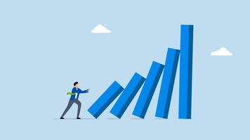 Small tiny habits to change or increase productivity, 4k animation of businessman pushing tiny domino to make bigger one fall video