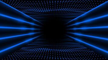 Royal blue color circular dots neon lines 3d tunnel modern design Loop-able dark geometrical background video