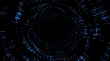 Royal blue appearing and disappearing circular dots big data with 3d tunnel modern design loop able technology background video