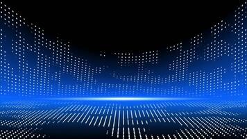 Royal blue color glowing appearing and disappearing moving circular dots with 3d space modern design dark geometrical background video