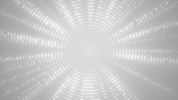 white color rotating optical flair with shiny and glowing circular dots gradient design geometrical background video