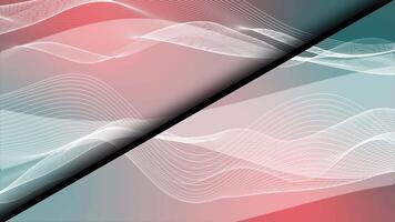 Red and turquoise color dual tone wavy lines split design loop able geometrical background video