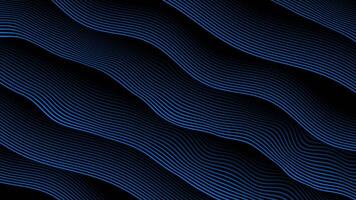Royal blue color abstract wavy lines 3d depth gradient design Loop-able dark geometrical background video