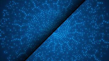 Royal blue color glowing and shiny rotating circular dots gradient design geometrical background video