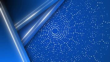 Royal blue color glowing and shiny rotating circular dots with luxury lines gradient design background for presentation purpose video