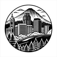 A mountain range with a lake vector
