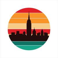 Empire state building at sunset vector