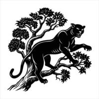 Panther In Tree vector