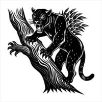 Panther climbing tree vector