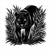 Panther stalking its prey in the tall vector