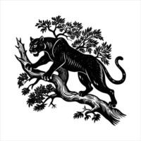 Black Panther In Tree vector
