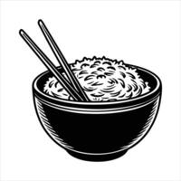 Rice Bowl Silhouette With Chopstick vector