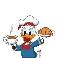 A colorful cute duck chef illustration vector
