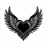 Solid Heart Shape With Wings vector