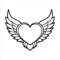 Heart, wings icon. Line art vector