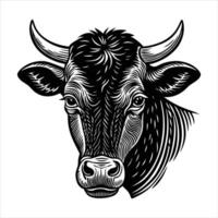Cow icon in simple line art style vector