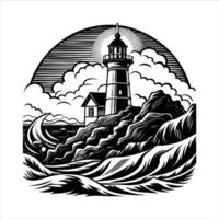 lighthouse on a rocky vector