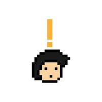 Exclamation mark surprise shock notice 8 bit game with man male or boy. vector