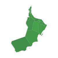 Oman map with border highlighted regions, states, isolated on white background. Template map of Oman. Detailed illustration. vector