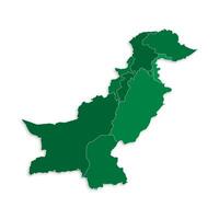 Pakistan map with border highlighted regions, states, isolated on white background. Template map of Pakistan. Detailed illustration. vector