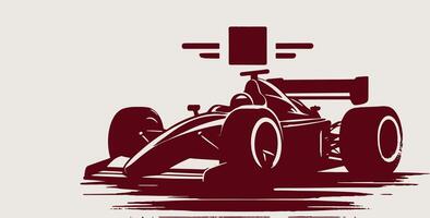 A racing car is shown in a stylized illustration with a grey background. vector