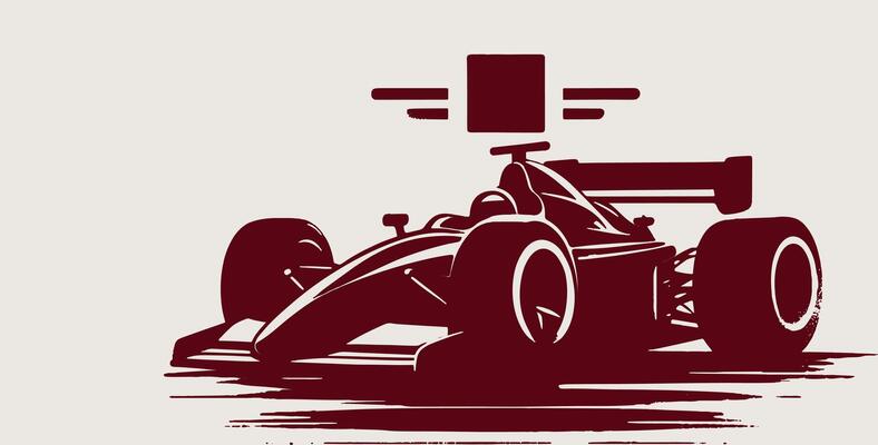 A racing car is shown in a stylized illustration with a grey background.