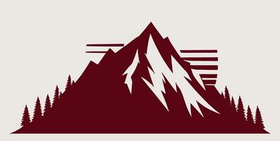 A mountain with trees and a sign. vector