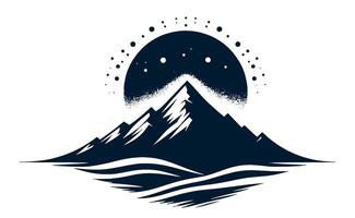 Mountain with stars and moon on it vector