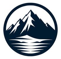 Mountain landscape with lake and mountains in a circle vector