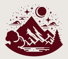 A mountain landscape with trees and stars vector