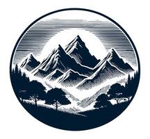 Mountains and trees in a circular design vector
