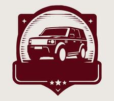 A car in a badge with stars on it vector