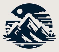 Mountains and clouds in a circular vector