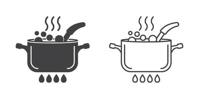 A pot with boiling water and a pot with boiling water vector