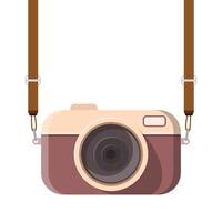 A camera with a strap hanging from it vector