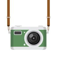 A camera with a strap hanging from it vector