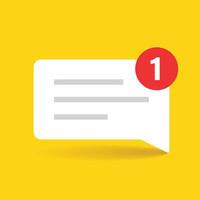Chat message icon with red dot on yellow background vector
