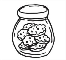 homemade cookie in jar. illustration in doodle style. vector