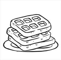 homemade breakfast with waffles. doodle illustration vector