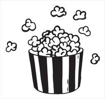 a bucket of popcorn. illustration in doodle style. vector
