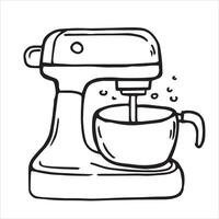 homemade bakery mixer. illustration in doodle style vector
