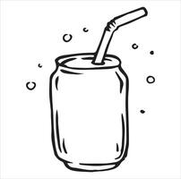 can of soda. illustration in doodle style vector