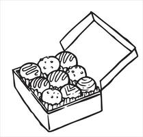 box of chocolates. illustration in doodle style vector