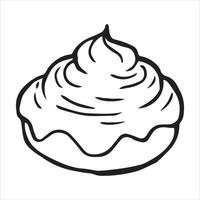 homemade dessert with whipped cream. illustration in doodle style vector