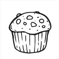 cupcake with chocolate. illustration in doodle style vector