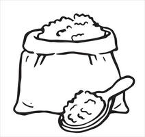 Illustration of a sack of flour in doodle style. vector