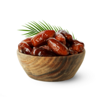 A Bowl with dates. Dry dates khajur on a wooden bowl. Arabian Dates for Ramadan png
