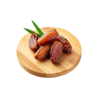 Fresh dates fruit and chopping board on transparent background png